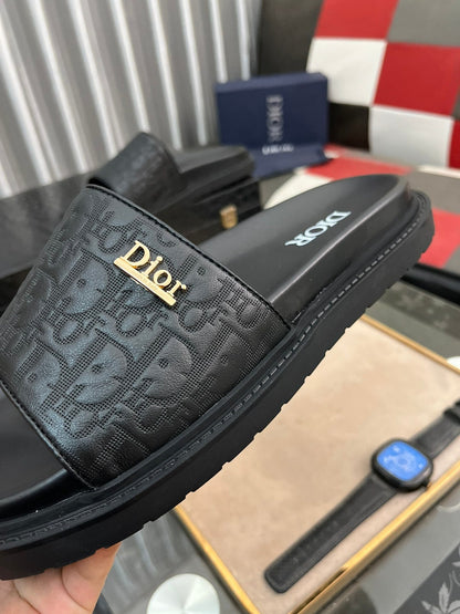 CD AQUA SLIDE SANDAL BLACK MONOGRAM CALFSKIN