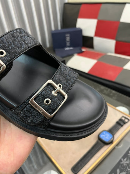 CD AQUA BUCKLE SANDAL BLACK JACQUARD