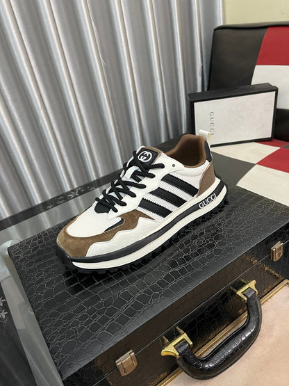 GG x Adidas Men's Sneaker White Brown Mesh Suede 554164