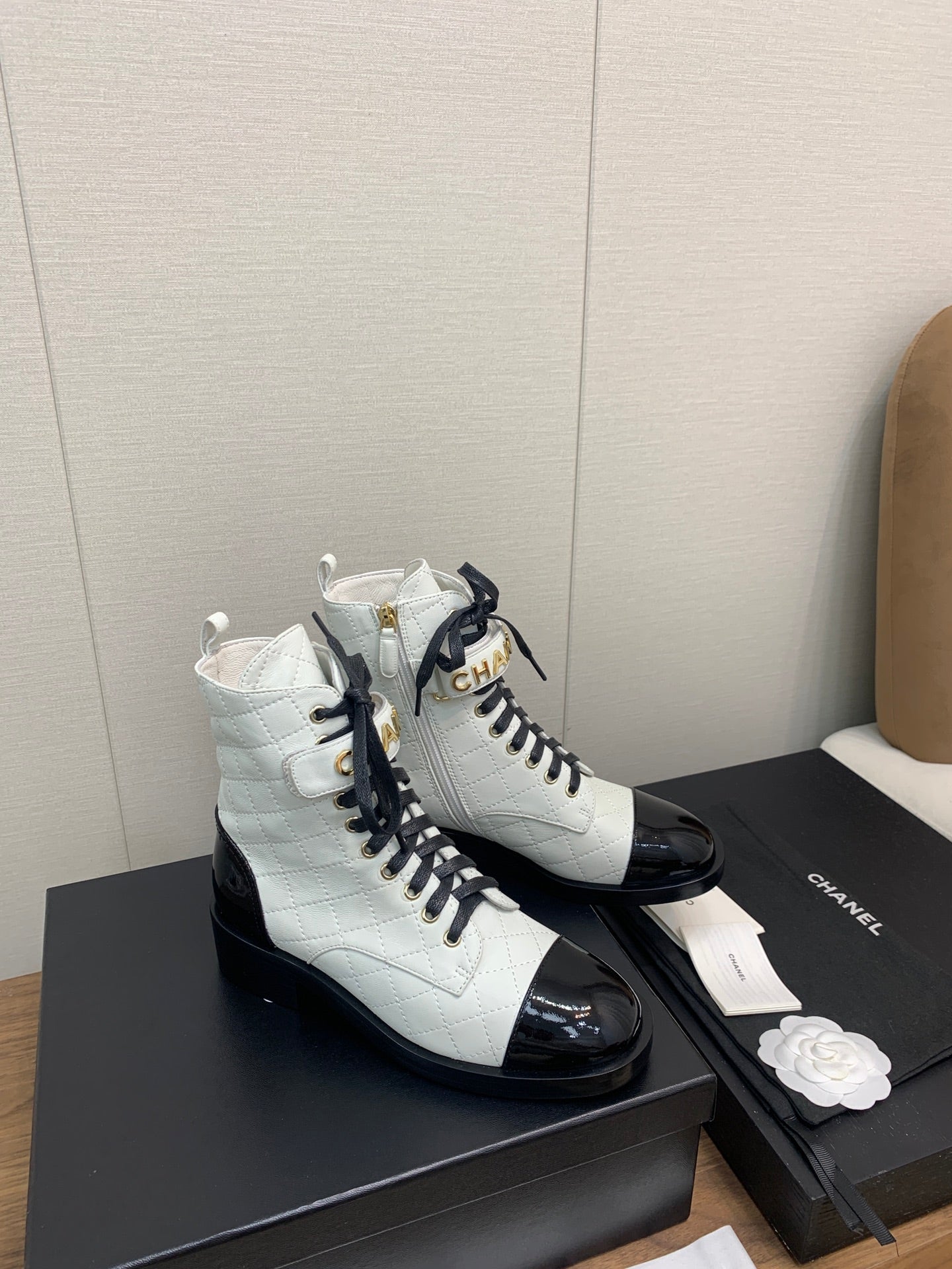 CC Short Boots White Cowhide