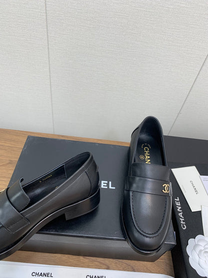 CC Loafers 25mm Black Plain Lambskin