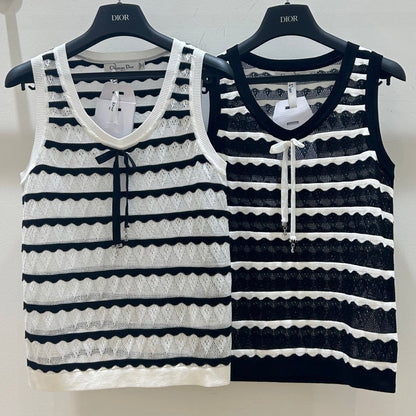 Dior 2026 Knit Vest Black And White Bow Detail Tencel 479351