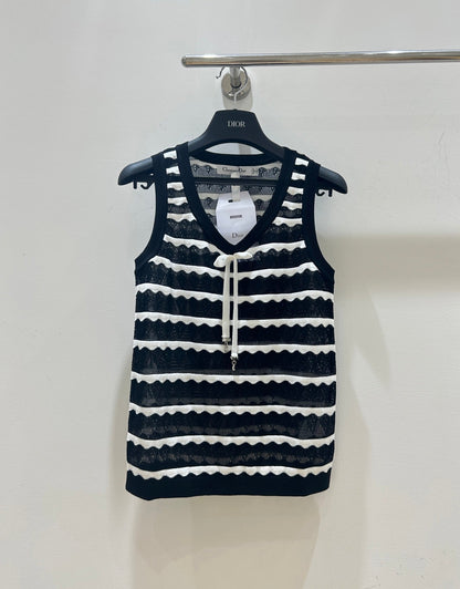 Dior 2026 Knit Vest Black And White Bow Detail Tencel 479351