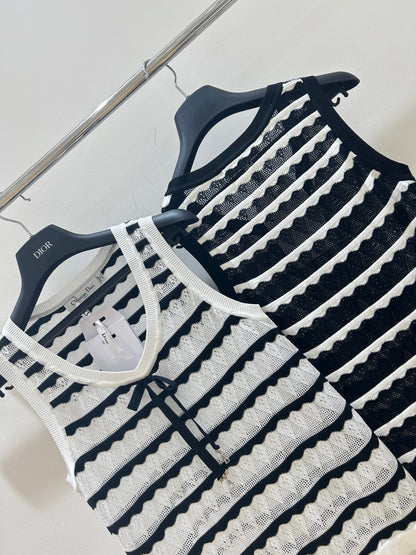 Dior 2026 Knit Vest Black And White Bow Detail Tencel 479351