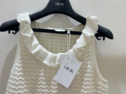Dior 2026 Sleeveless Crew Neck Vest White Cotton 448466