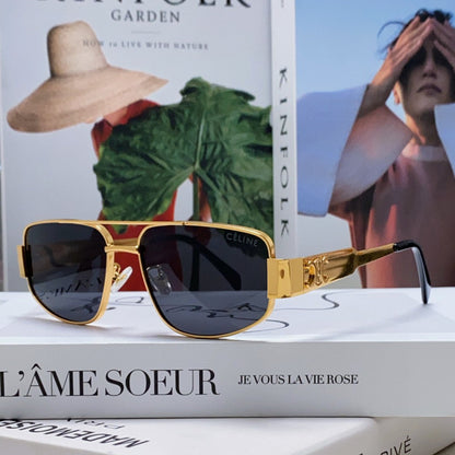 TRIOMPHE SUNGLASS 513000 IN GOLD METAL BLACK LENSES