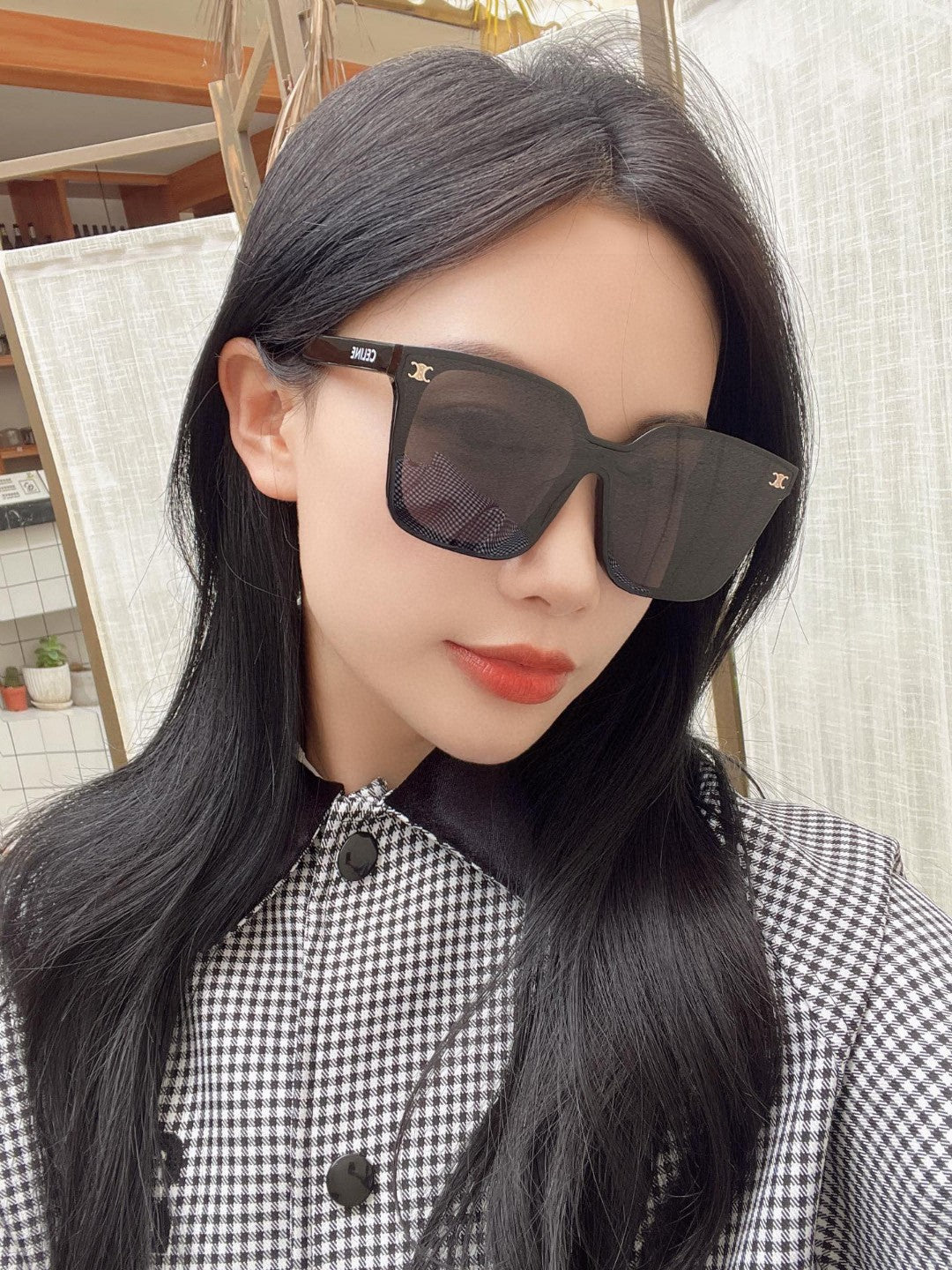 TRIOMPHE SUNGLASSES 552776 IN BLACK ACETATE TEXT LOGO