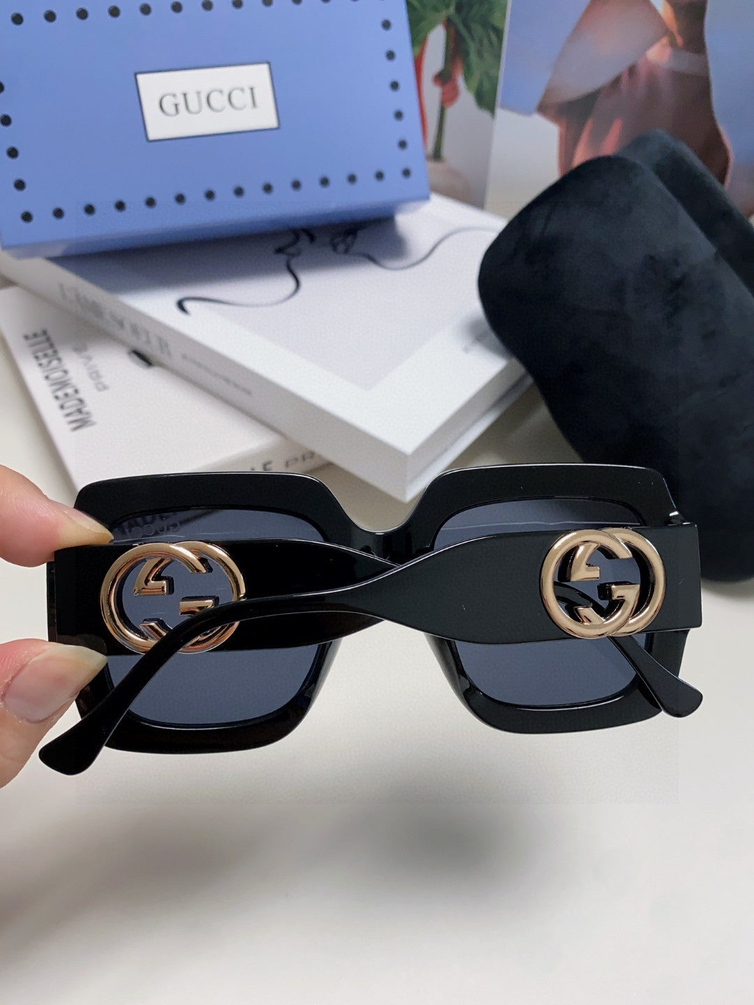 SQUARE FRAME SUNGLASSES GG0178S IN ACETATE EMBOSSED LOGO