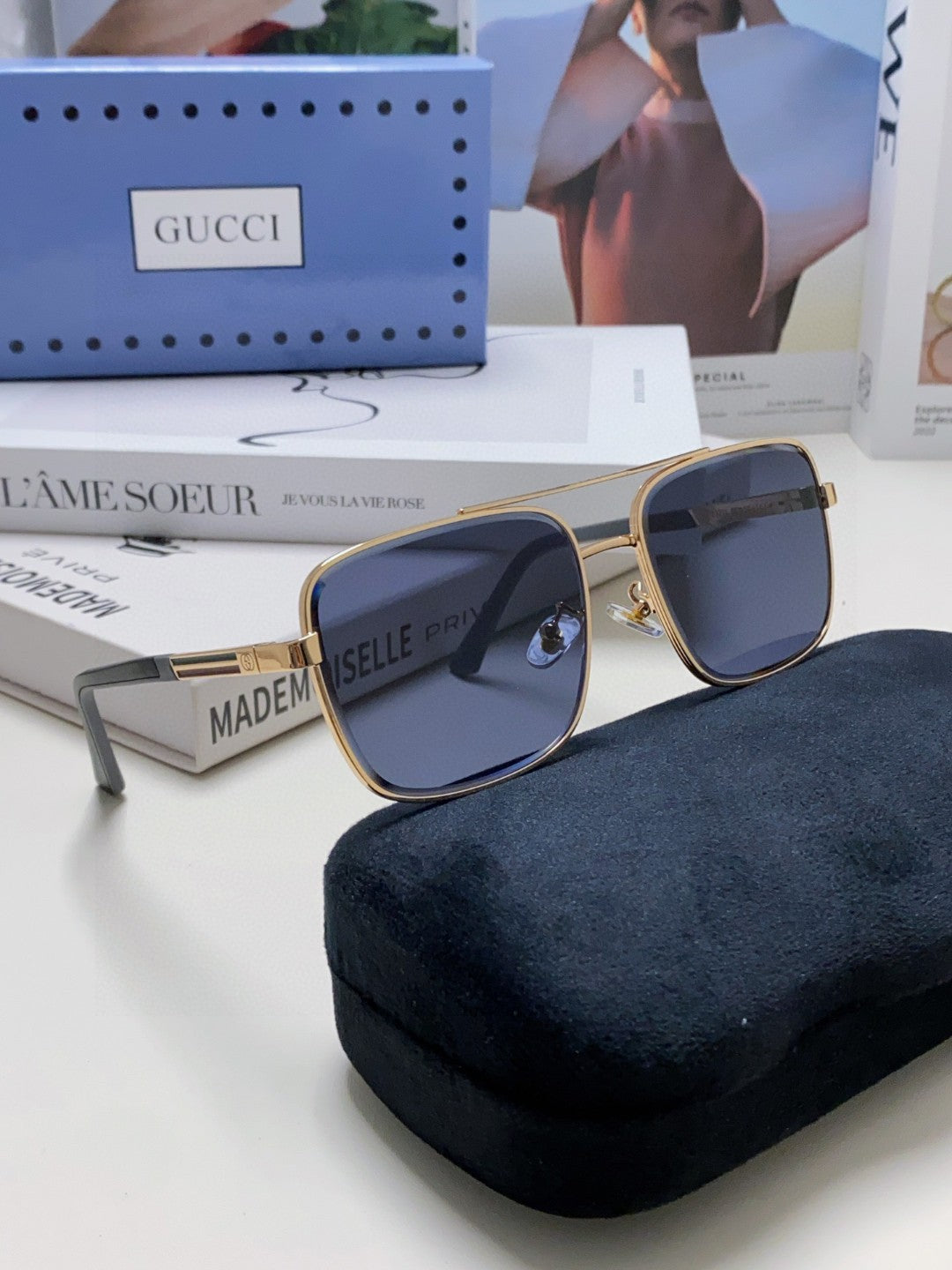 SQUARE FRAME SUNGLASSES 576880 IN METAL