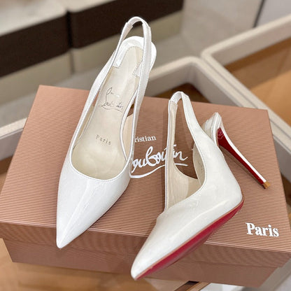 Christian Louboutin 2026 Slingback 100mm White Patent Leather 800268