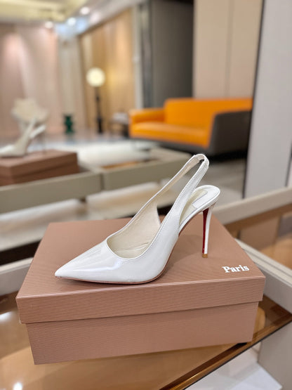 Christian Louboutin 2026 Slingback 100mm White Patent Leather 800268