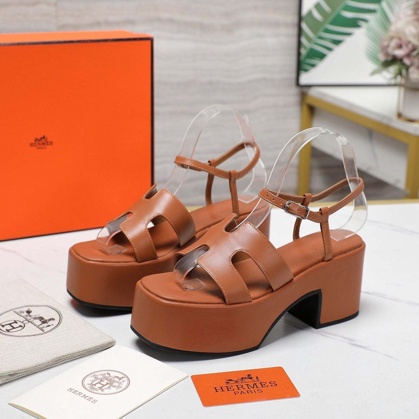 HM Jam 70 sandal In Brown Calfskin 120301
