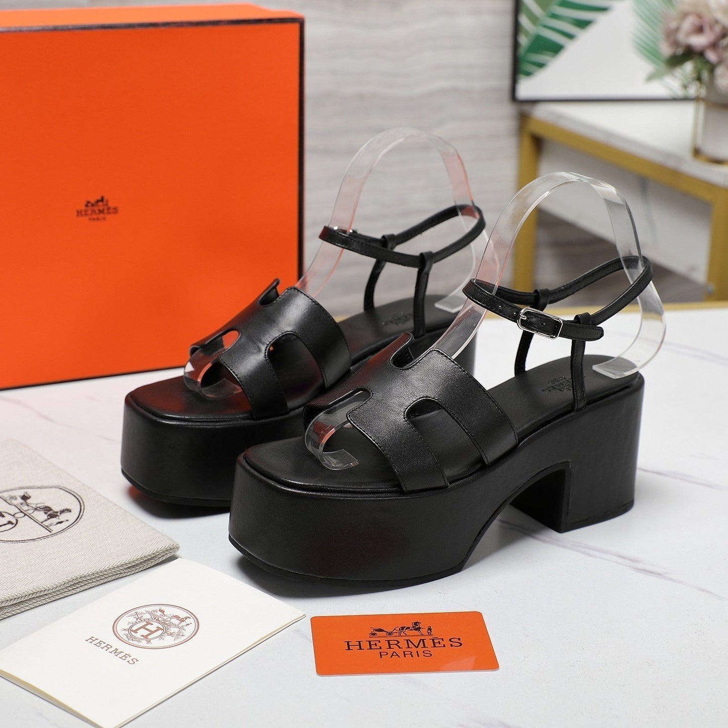 HM Jam 70 sandal In Black Calfskin 120305