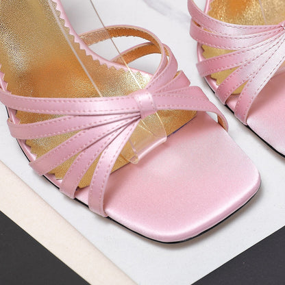 VT 2025 Diamond Heel Sandals Pink Cowhide 289511