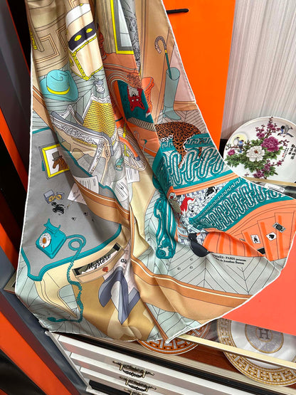 Mystere Au 24 Scarf 90 CM In Colorful Silk  293140