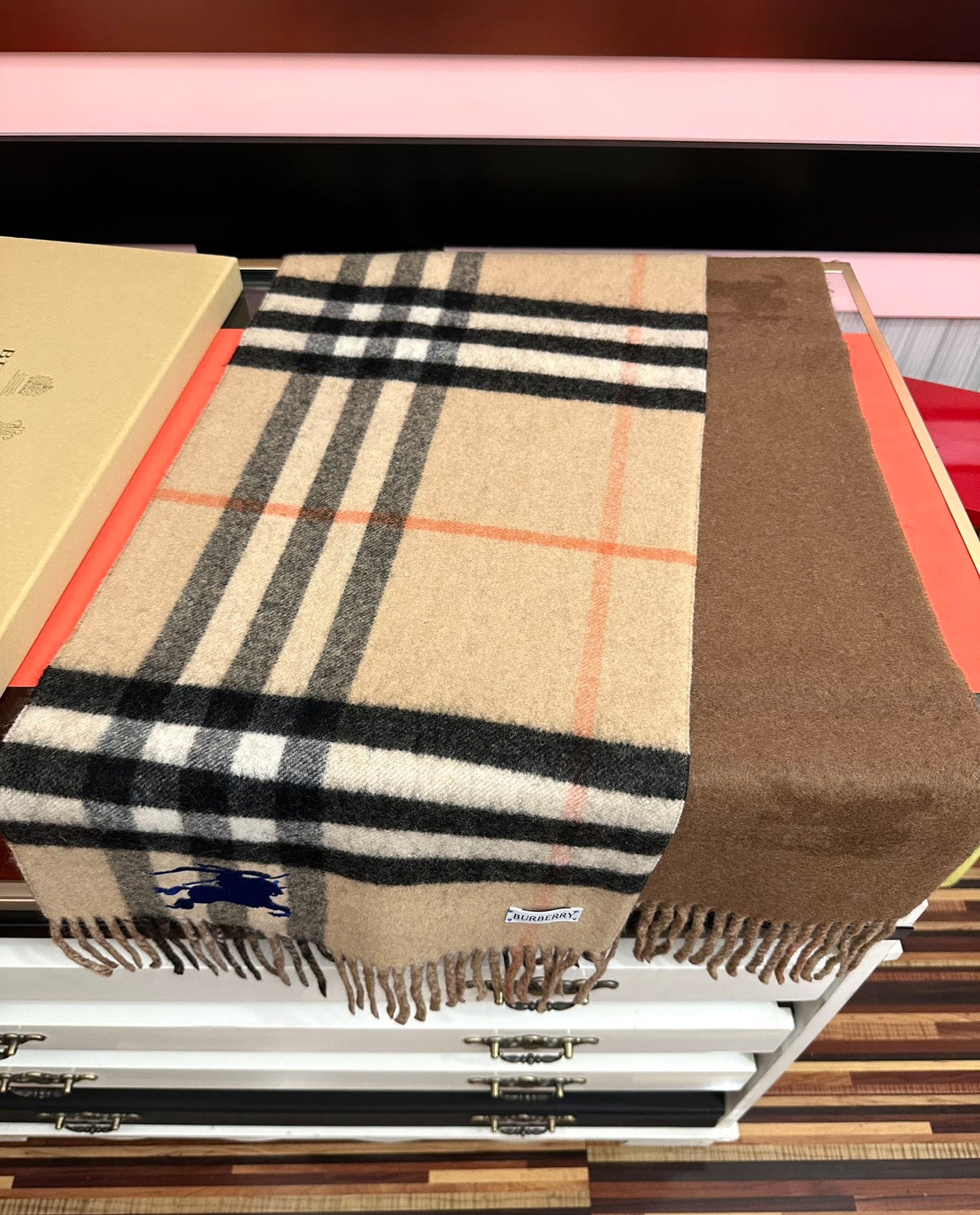 BBR Double-Sided Scarf 160CM Beige Cashmere 292959