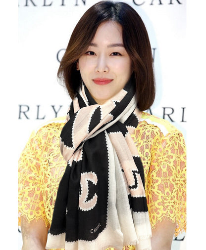 CC 25 Newest Design Scarf 200 CM In White Black Beige Cashmere 292964