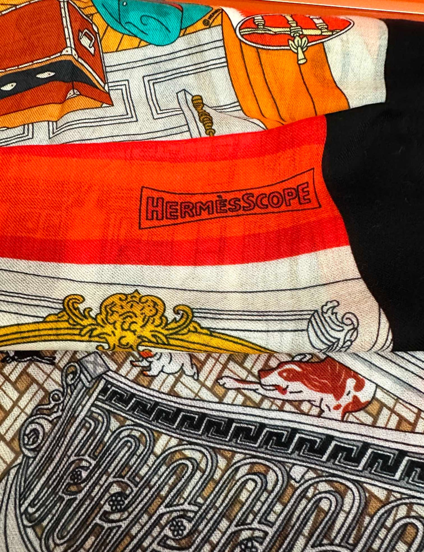 HM Newest Design Scarf 200CM Orange Black Cashmere 976450