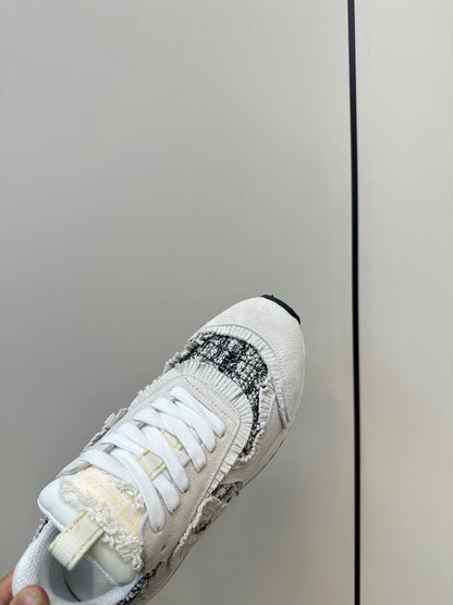 C'est Dior Sneaker In White Suede And Tweed Fabric 989934