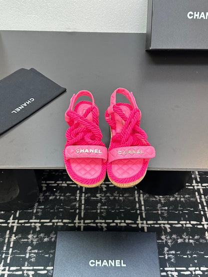 CC Sandals Pink Rope Lambskin 331278