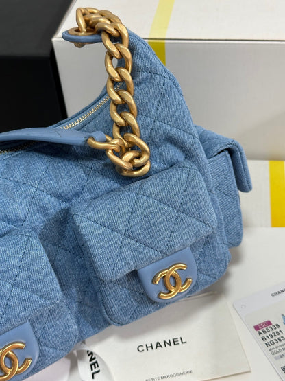 CC 25C Hobo 31cm Baby Blue Demin Gold Hardware 243565