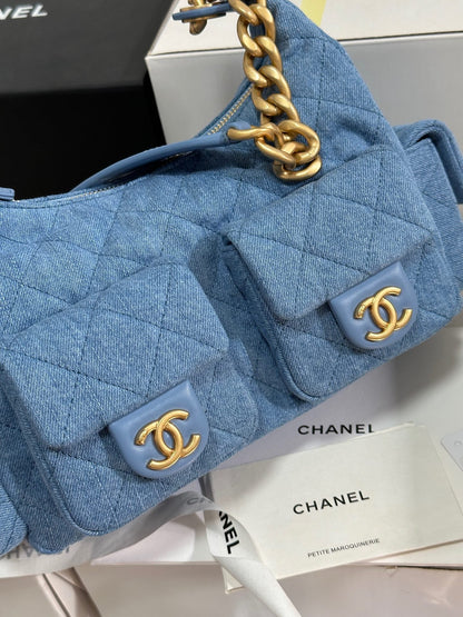CC 25C Hobo 31cm Baby Blue Demin Gold Hardware 243565