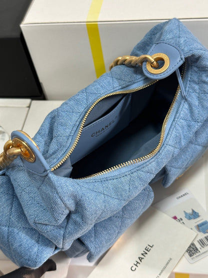 CC 25C Hobo 31cm Baby Blue Demin Gold Hardware 243565