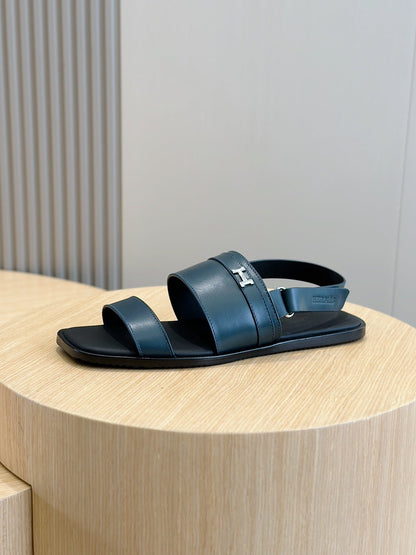 HM HENRIO FLAT SANDAL AEGEAN CALFSKIN