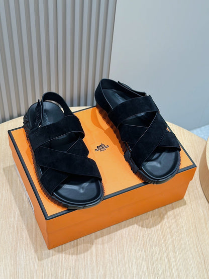 HM ELECTRIC SANDAL BLACK SUEDE AND CALFSKIN