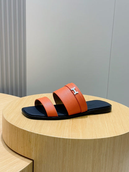 HM Men's 25 Slide Orange Calfskin 599974