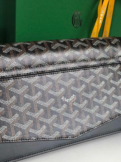 DUCHESSE MARIE-CAROLINE BAG 25 IN BLACK GOYARDINE CANVAS AND SMOOTH CALFSKIN