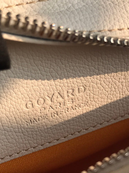 HIRONDELLE BAG 25 IN WHITE LAMBSKIN AND GOYARDINE CANVAS
