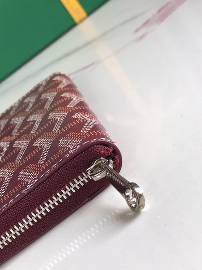 MATIGNON MINI WALLET 11 IN WINE RED GOYARDINE CANVAS AND CALFSKIN