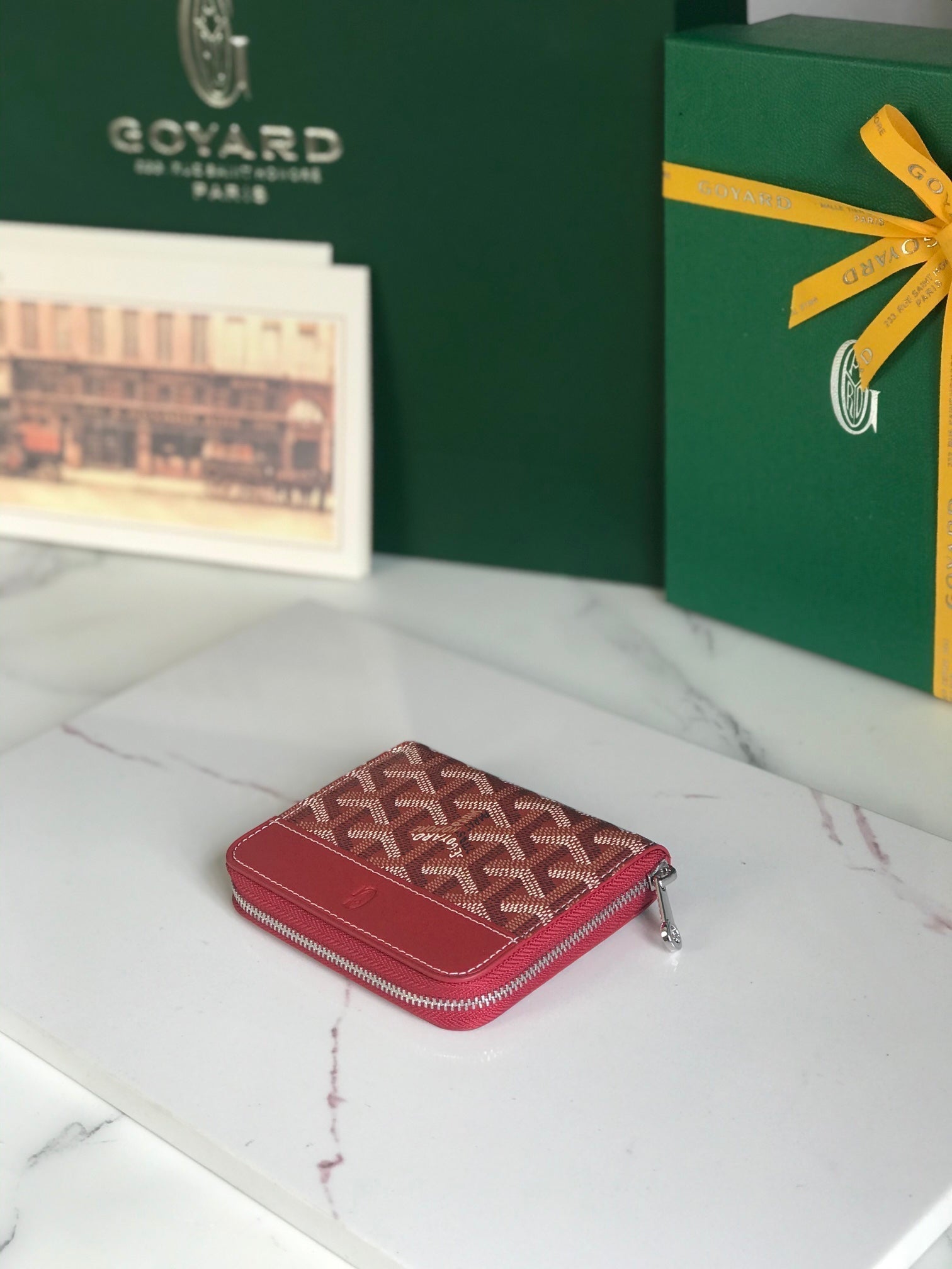 MATIGNON MINI WALLET 11 IN CLASSIC RED GOYARDINE CANVAS AND CALFSKIN