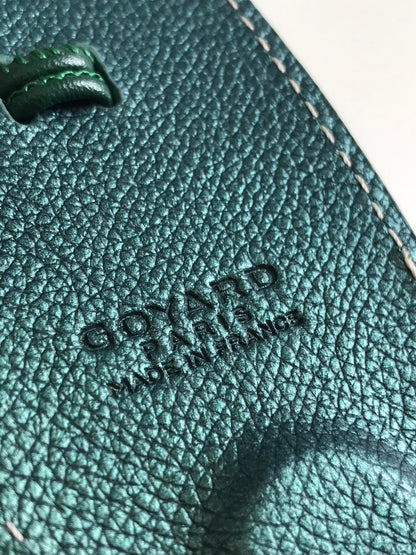 ANJOU MINI BAG 20 IN GREEN CALFSKIN AND GOYARDINE CANVAS