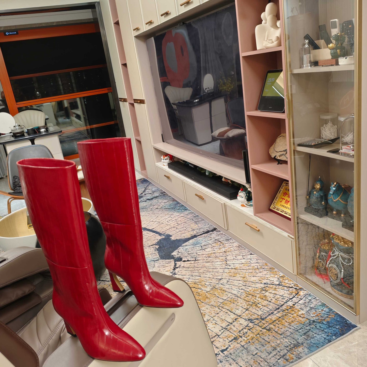 Fendi 25ss high-heeled boots red sheepskin 502721