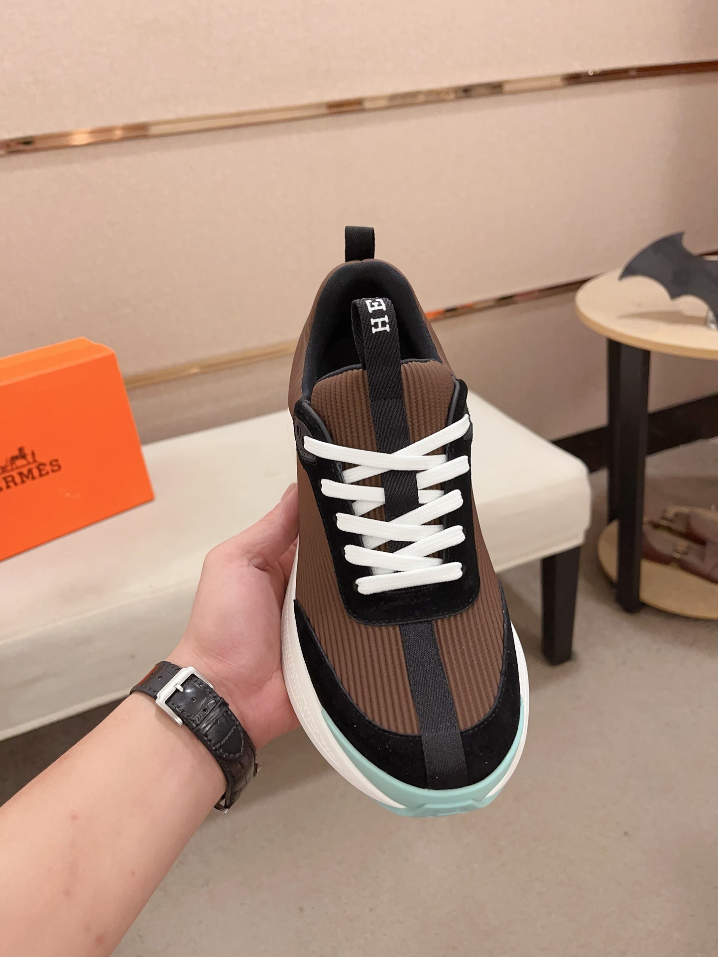 HM HUGO SNEAKER BROWN WEAVE AND SUEDE