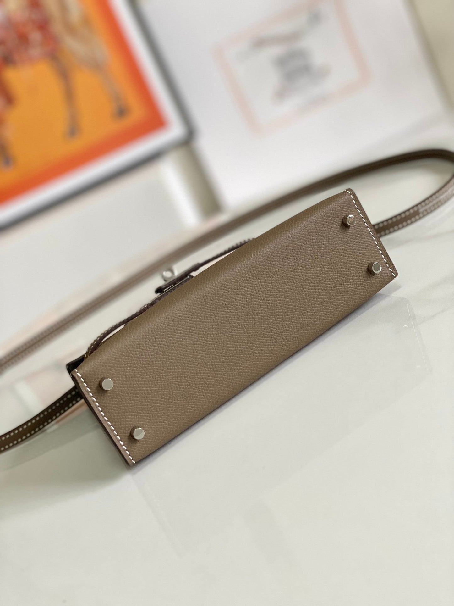 HM Mini Kelly 19cm Elephant Grey Epsom Silver Hardware