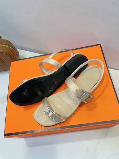 HM Paris Sandals Beige Lamskin 374210