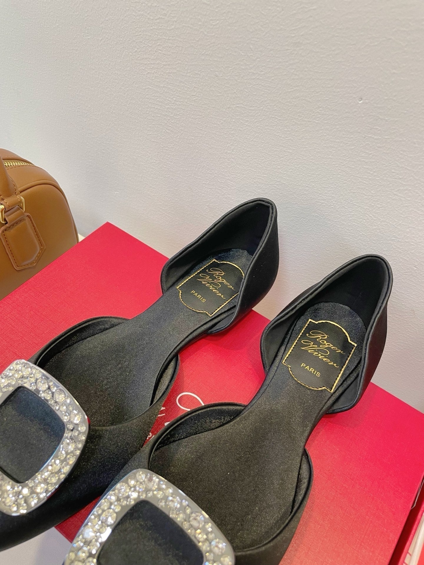 Viv Chips Ballerina Flat Black Silk 329268
