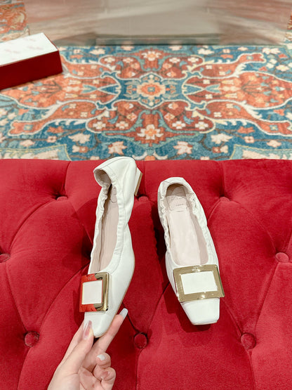 Viv Ballet Flats White Imported Lambskin 247130