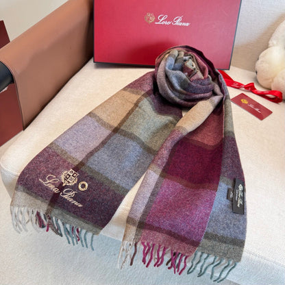 BBR Classic Embroidered Scarf 185CM Purple Cashmere 292818