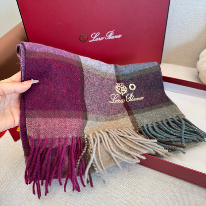 BBR Classic Embroidered Scarf 185CM Purple Cashmere 292818