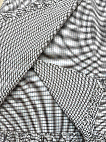 Miumiu 2026 Plaid Ruffled Hem Skirt Grey Cotton 434133