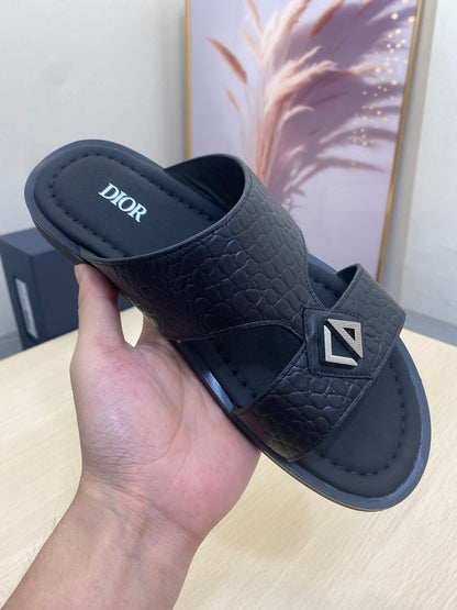 CD ALIDAS CROSS SNAKE MOTIF SANDAL BLACK CALFSKIN