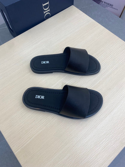 CD SLIDE ALIDAS SLIPPER BLACK CALFSKIN