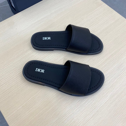 CD SLIDE ALIDAS SLIPPER BLACK GRAINED CALFSKIN