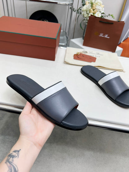 LP SLIPPER PATHON PEWTER CALFSKIN