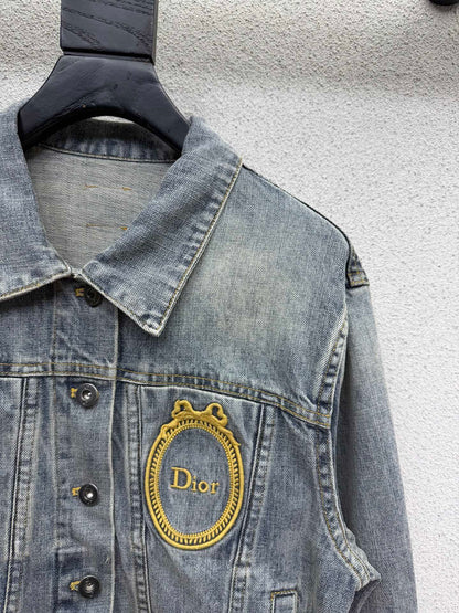 Dior 2026 Embroidered Logo Denim Jacket Blue Cotton 151208