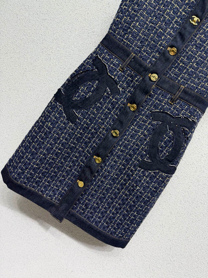 Chanel 2026 Denim Dress Navy Blue Cotton 398280